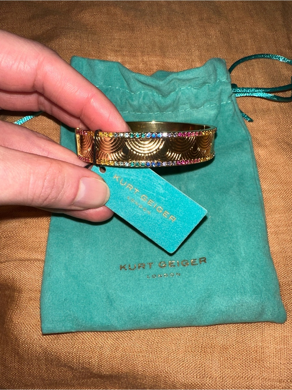 Kurt Geiger Southbank Pave Rainbow Rhinestone Bracelet Bangle